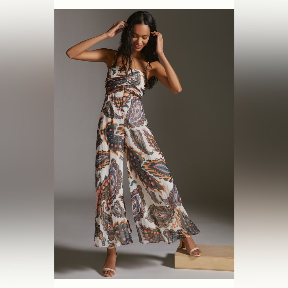 Anthropologie Ranna Gill Pleated Halter Jumpsuit NWT Size 12